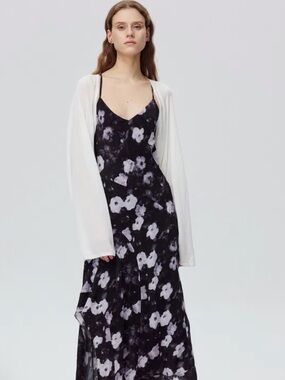 New Fabrique Basic Shrug Semi Cardigan In Tencel Silk Knit